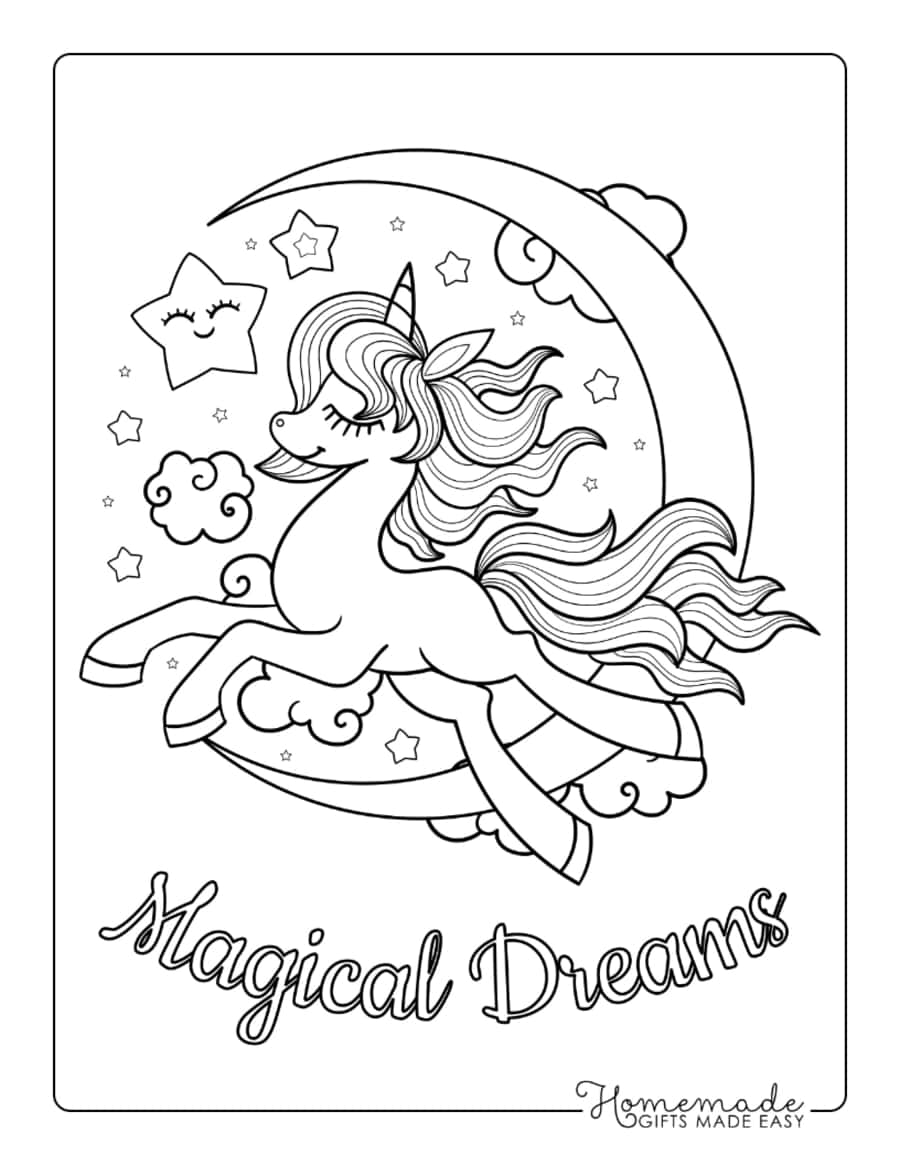 Magical Dreams Moon Stars Unicorn Tracing Worksheets Pdf Free Vectors